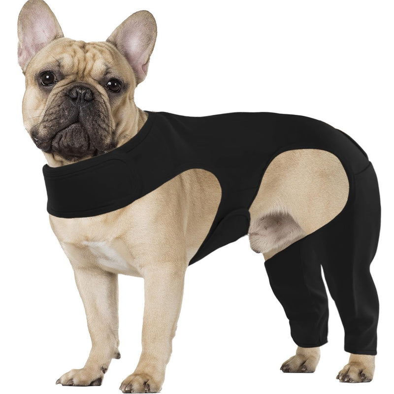 Dog Bodysuit After Surgery, Wound Protection Suit for Dogs, Anti-Wound Licking, Knee Brace Dog Rear Leg Recovery Suit, Alternative Protection Bodysuit (Black, S) black