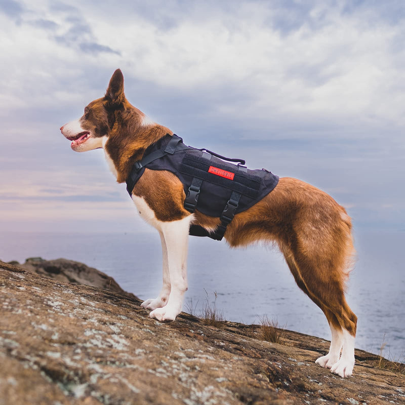 OneTigris AIRE Mesh Tactical Dog Harness No Pull Tactical Dog Harness,Breathable Mesh Design Service Dog Vest with Handle & Molle Pouches, Adjustable Suit for Walking Hiking Training(M, Black) M