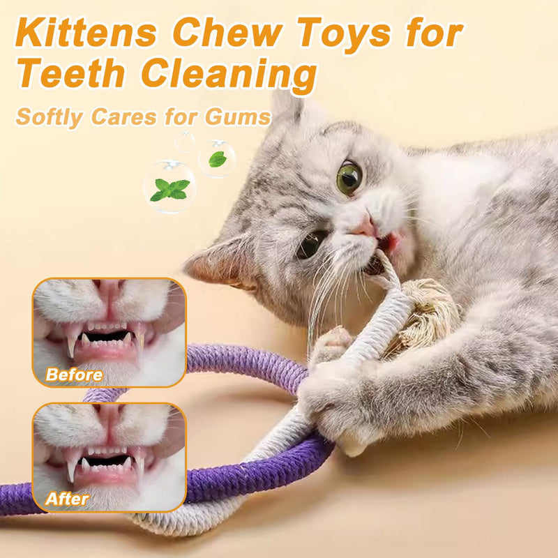 Cat Toys Chew Rope 3PCS Catnip Toys, Safe Teeth Cleaning Rope Cat Chew Toy, Interactive Cat Nip Cat Toys for Bored Indoor Adult Cats, Kitten, Handmade Enrichment Cat String Toy for 27.6" All Breeds Pro-3 Pcs - PawsPlanet Australia