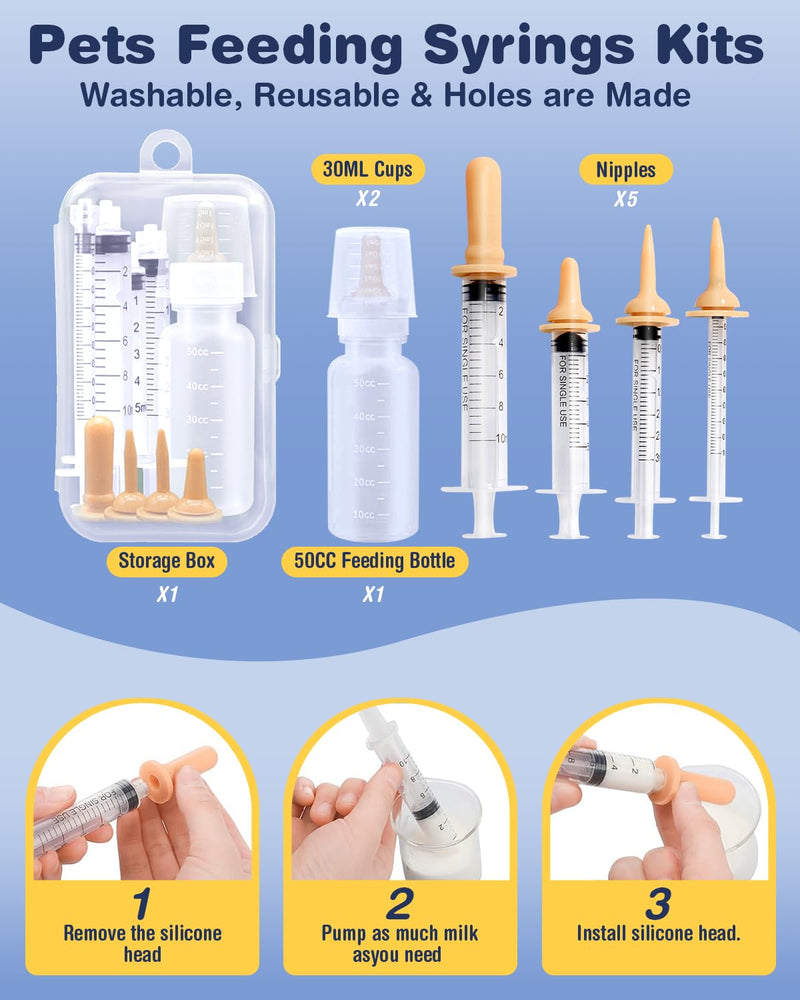 52Pcs Puppy Whelping Kit, Newborn Pets Whelping Supplies with 4 Puppy Feeding Tube,15 Puppy Whelping Collars, 15 Cord Clamps, 2 Gloves, Digital Thermometer, Stethoscope and More - PawsPlanet Australia
