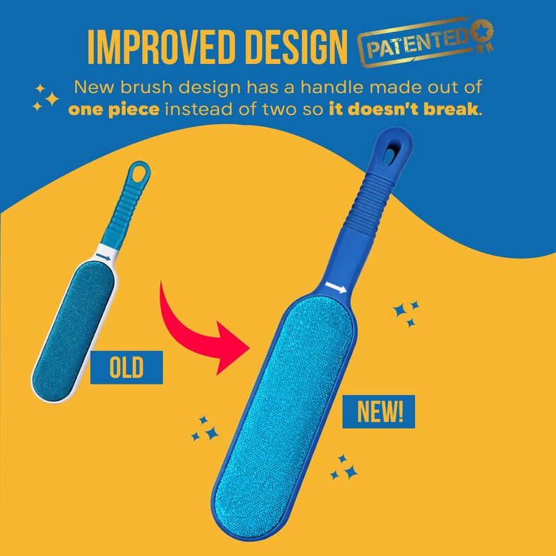 Fur Magic Pet Hair Remover Brush, Updated Design with Easy Open Self-Cleaning Base, Reusable Lint and Fur Remover for Clothes, Carpets, Stairs, Dogs, Cats and Rabbits, Blue New Blue Brush
