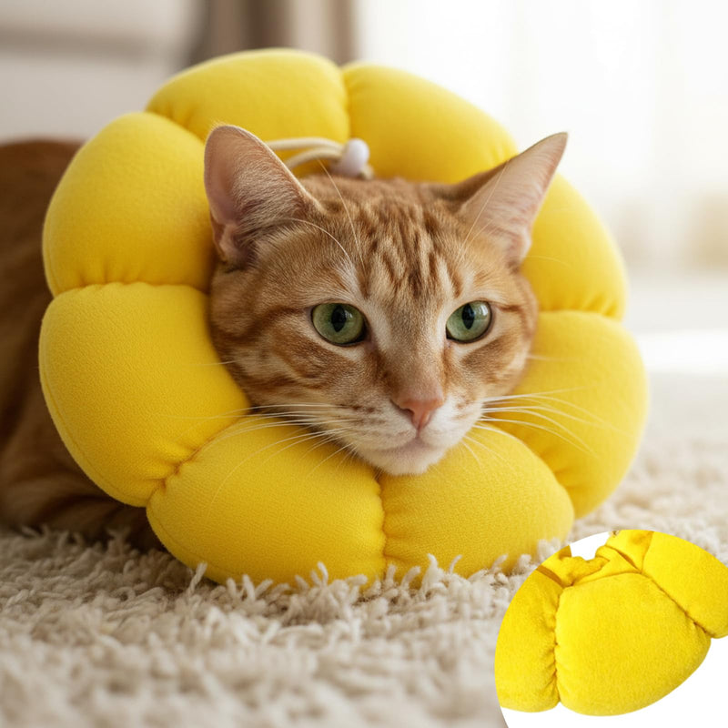 Cat Neck Brace, Pack of 2, Yellow and Grey, Soft and Breathable Material, for Cats and Small Dogs, 22 x 23 cm