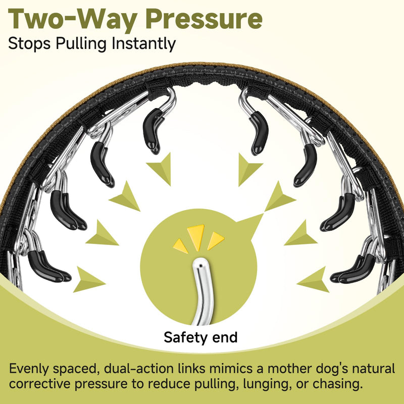 Mayerzon Martingale No Pull Collar for Large Medium Dogs, Patented Dog Walking Training Collar for Pulling, 1.5'' Wide Alloy Buckle, Neoprene Padded, Adjustable, Reflective, Easy to Use(M, Brown) Medium,3mm,15.75''-18.75''Neck - PawsPlanet Australia
