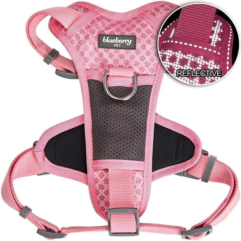 Blueberry Pet 3M Reflective Dog Vest Harness in Red| Soft Mesh Padded No-Pull Design | Adjustable Fit for Medium Dogs, Pink Size Small - PawsPlanet Australia