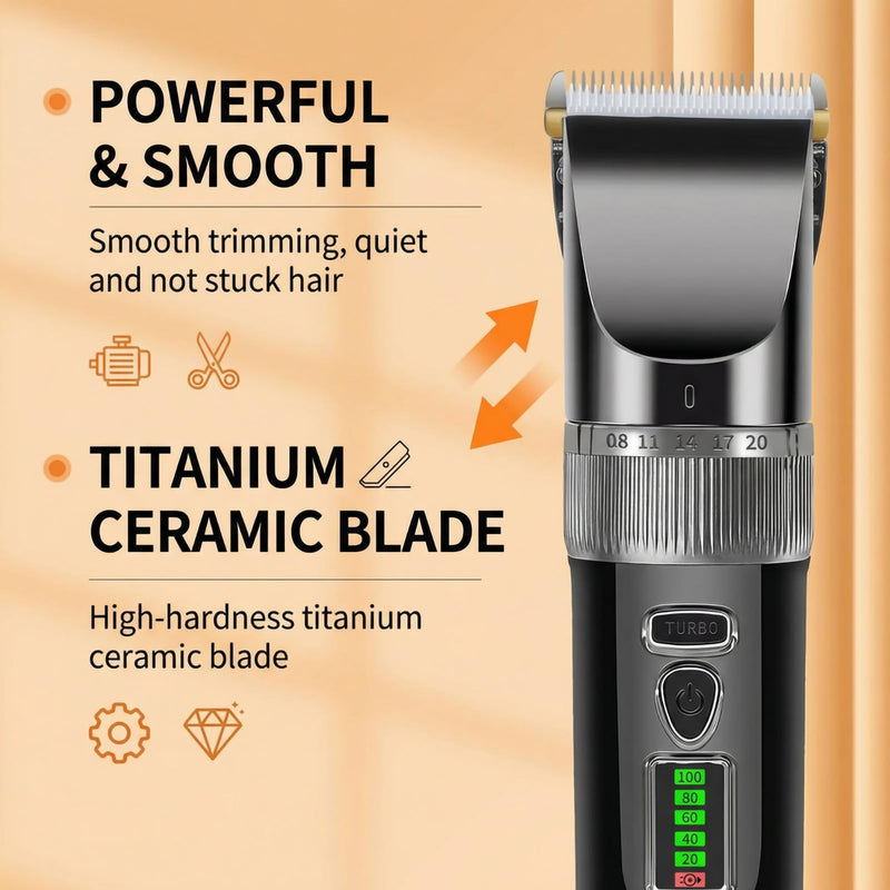 Pet Clippers, Quiet Dog Grooming Clippers with Ceramic Blade & 4 Guard Combs, Pet Hair Clippers for Dogs & Cats, Electric Trimmer Set with Scissors & Nail Clipper (Stainless Steel)