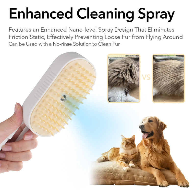 Soft 3-in-1 Silisone Spray Brush, Upgraded for Shedding, Cleaning and Spa Massage, Hair Removal, Best Water Steam Brush for indoor Long or Short Haired Cat and Dog (Purple, Handle) Purple, handle - PawsPlanet Australia
