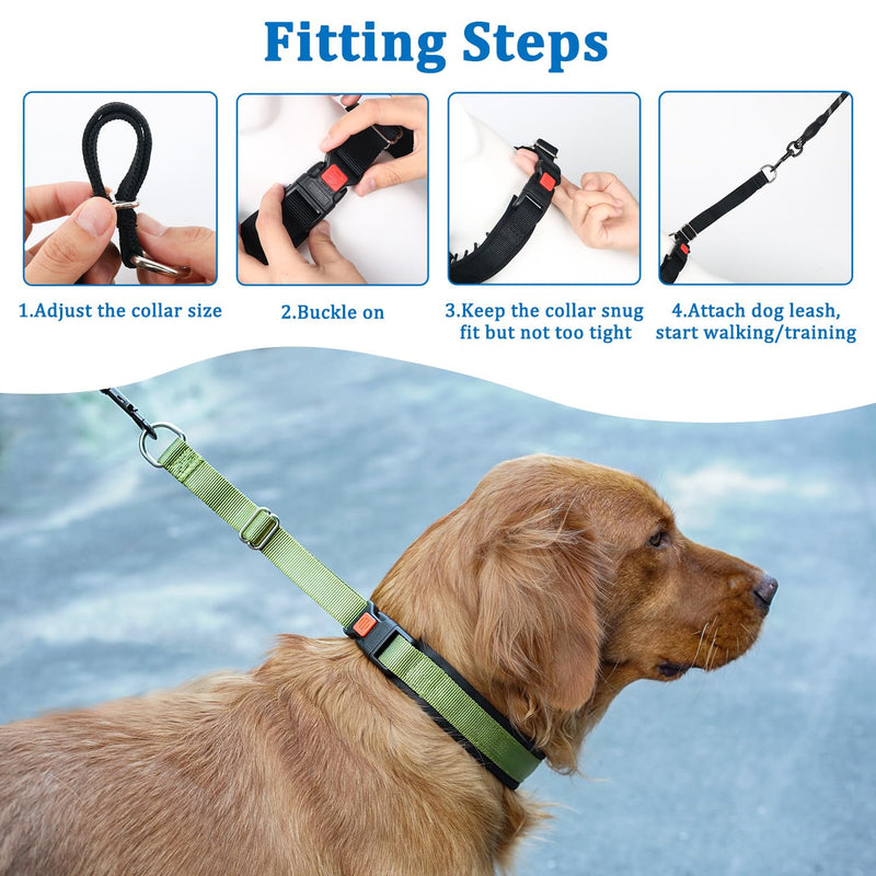 Mayerzon No Pull Dog Collar, Patented Martingale Collar for Small Medium Large Dogs with Buckle and Heavy Duty Nylon for Walking Training Hunting, Safe and Easy to Use(L, Green) Large,2.5mm,18.5"-23.5"Neck - PawsPlanet Australia