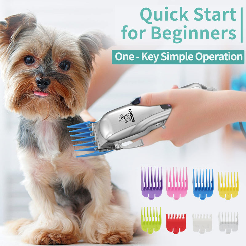 Dog Clippers for Grooming, Cordless,Low Noise, Electric Quiet,Rechargeable, Pet Hair Clippers for Thick Coats, Dog Trimmer Grooming Kit, Shaver for Small and Large Dogs Cats,Silver Silvery - PawsPlanet Australia