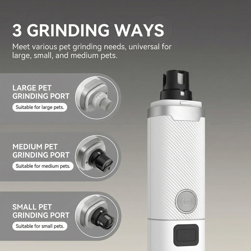 Silent Pet Nail Grinder Pro, Cordless Grooming Pro Nail Grinder with 3 Adjustable Speeds & Led Light, Painless Paws Grooming for Small Medium Large Dogs & Cats(1+2*Replacement Head) (1+2*Replacement Head) - PawsPlanet Australia