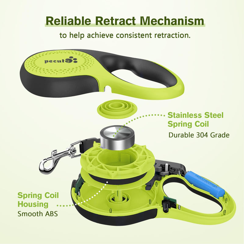 Pecute 16 ft Retractable Heavy Duty Dog Leash with Light Rechargeable, Walking Dog Leash with Nylon Tape, 360° Tangle-Free, One-Button Control, High Strength Hook for Large Dog Up to 110 lbs - PawsPlanet Australia