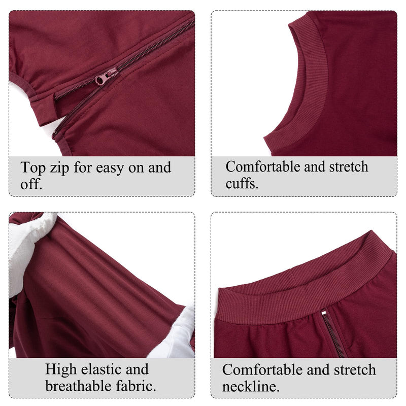 Red Post Op Dog Recovery Suit Female Spay Vest After Surgery with Zip Dog Onesie Body Suit Spay Recovery Suits Female Dogs Surgical Suits After Spaying Medical Vest Dogs Pyjamas Surgery Shirt M+ Female-Red