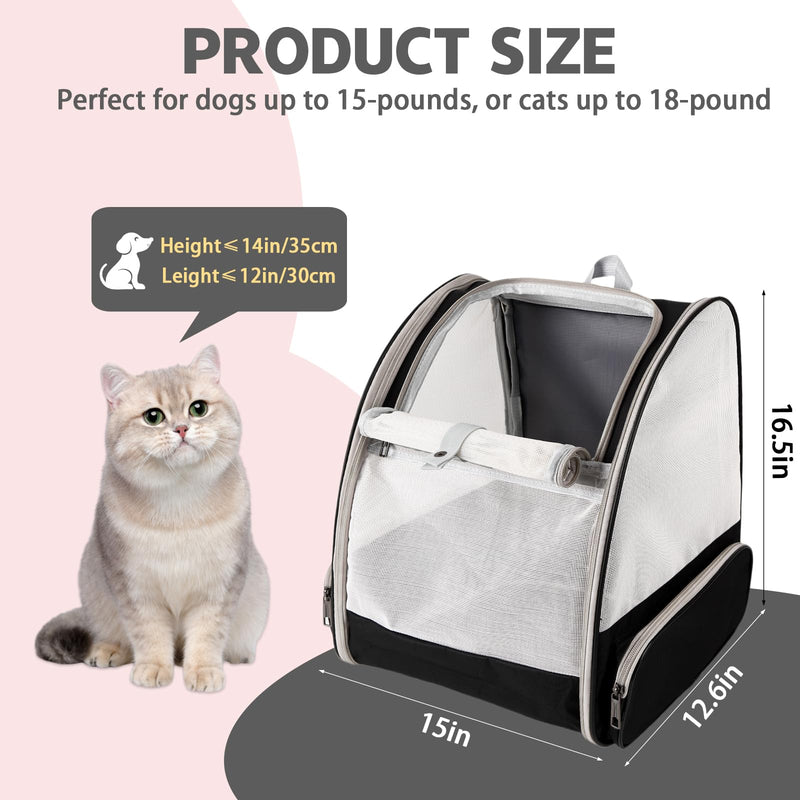 Cat Backpack Carrier,Pet Carrier Airline Approved for Small Dog Cat Puppy Kitten Bunny,Ventilated Mesh Design Animal Backpack for Hiking Camping Travel Bag (Black) Black - PawsPlanet Australia