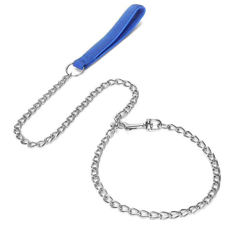 SGODA Metal Chain Heavy Duty Dog Leash, Chew Proof Dog Leash with Soft Handle for Large & Medium Size Pets Walking(4 ft. x 3.0 mm Blue) 4 ft. x 3.0 mm - PawsPlanet Australia