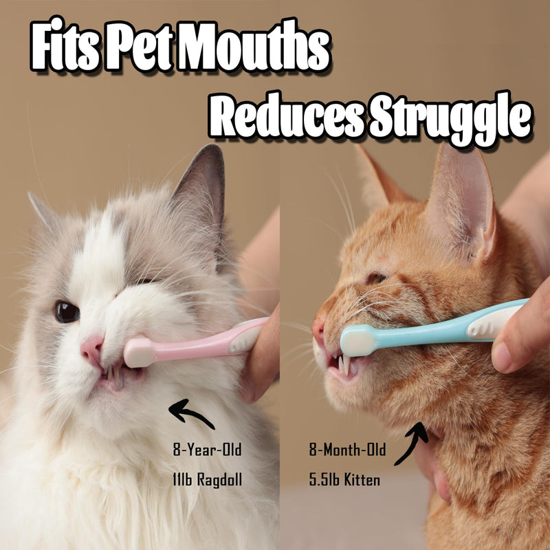 E.M&S.T by Emmeliestella Small Dog & Cat Toothbrush Micro Head, Cat Dental Care, Pets Toothbrush, Oral Hygiene, Easy to Handle, Deep Clean, Extra Soft Bristles, Independent Packaging, Blue&Pink 3PCS - PawsPlanet Australia