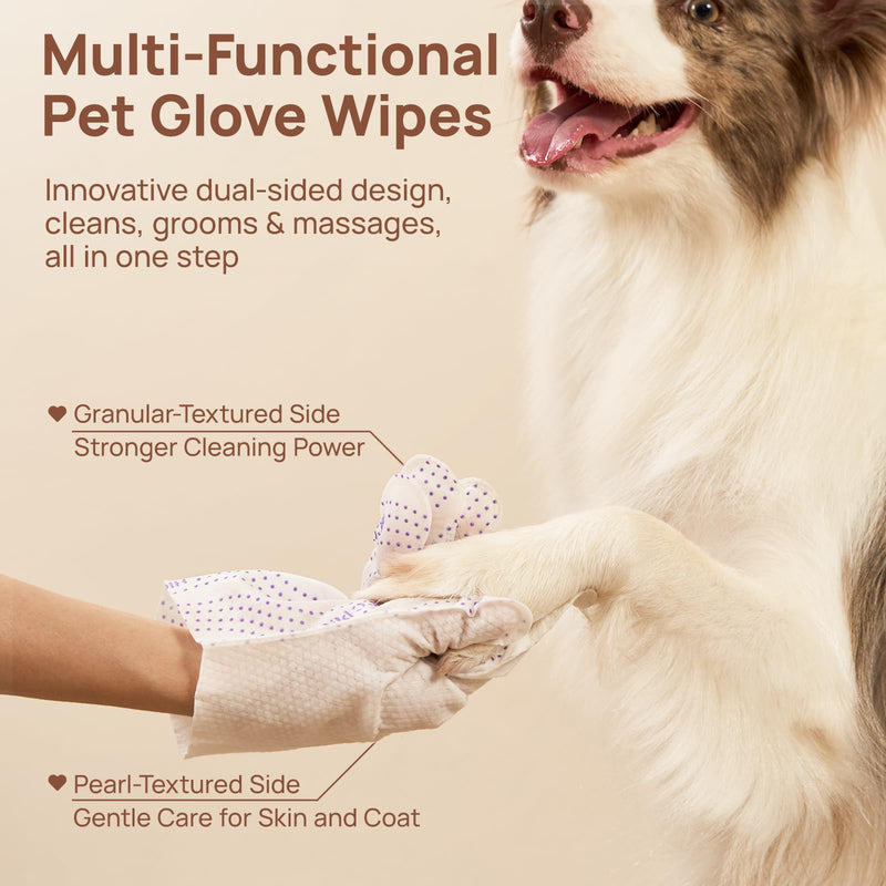 HICC PET Glove Wipes Pro – Pet Cleaning Gloves for Dogs & Cats – Infused with Coconut Oil & Plant Extracts – Hypoallergenic, Gentle, Spa-Like Care at Home Coconut Scent 20 Pcs - PawsPlanet Australia
