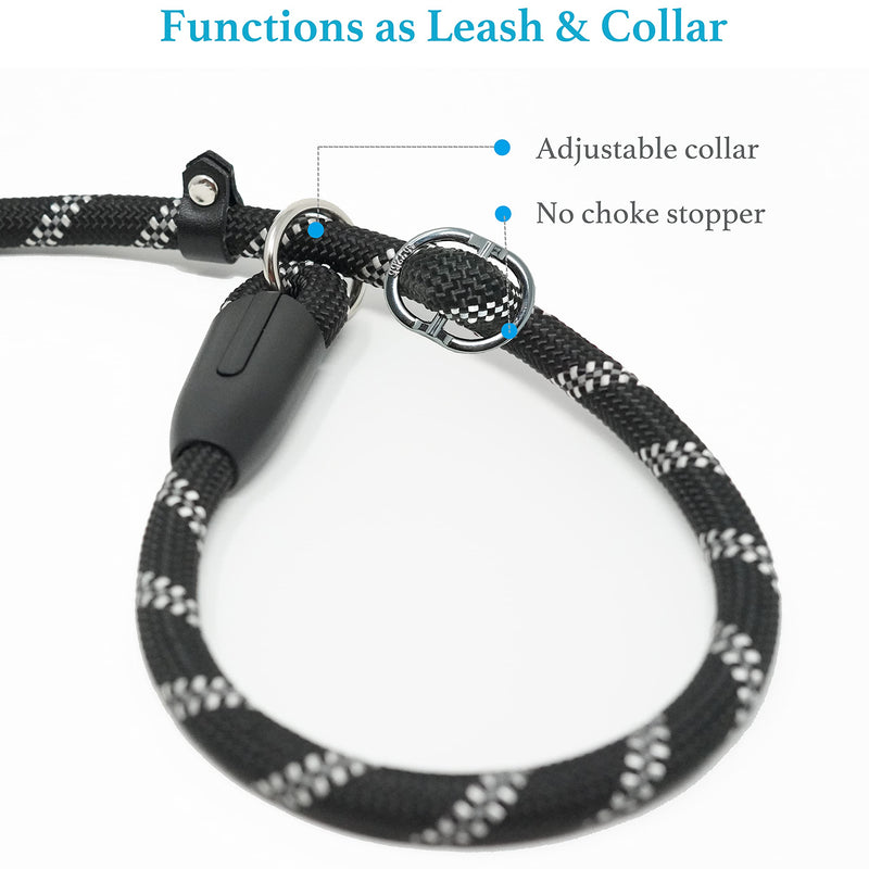 iYoShop Durable Slip Lead Dog Leash with Padded Handle and Highly Reflective Threads, No Pull Dog Training Leash, (1/2" x 6 FT, Black) 1/2" x 6 FT (35~120 lbs.) - PawsPlanet Australia