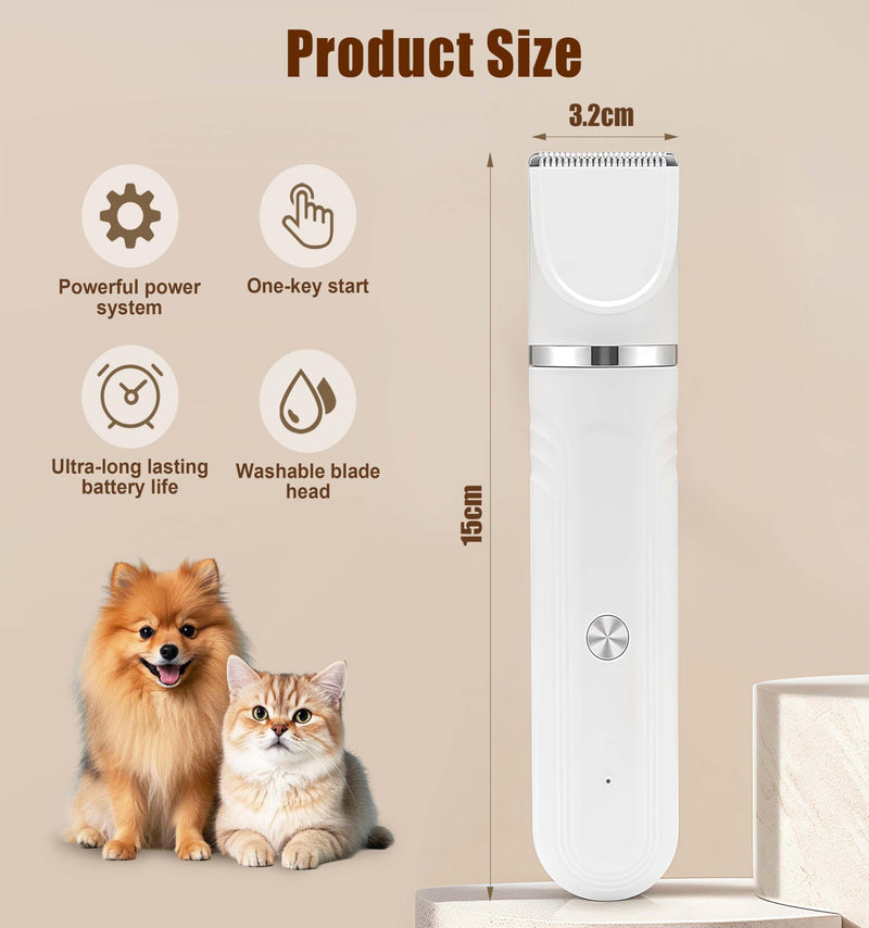 Flintronic 4 in 1 Dog Clippers Professional, Dogs Grooming Clippers Kit, Rechargeable Pet Paws Trimmer, with Stainless Steel Scissors Combs, Dog/Cat Shaver for Paws, Claws, Eyes, Ears, Face 4 in 1 White
