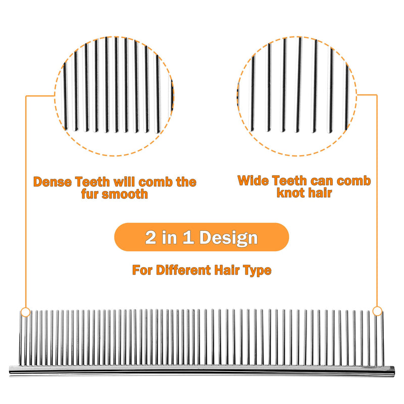 uxcell 1 Pack Dog Grooming Comb Metal Dog Comb for Removing Matted Fur Pet Dematting Comb with Rounded Teeth Prevents Tangles and Knots for Long and Short Haired Dogs Cats, 7.5IN - PawsPlanet Australia