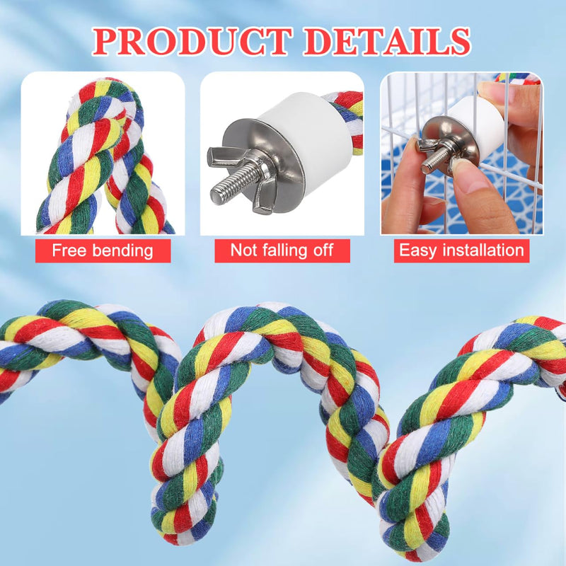 Colorful Bird Rope Perch Stand, Birdcage Swing Spiral Toys, Bird Bungee Rope Perches Toys Cage Accessories for Cockatiels Parrot Birds (60CM/23.6inch) 60CM - PawsPlanet Australia