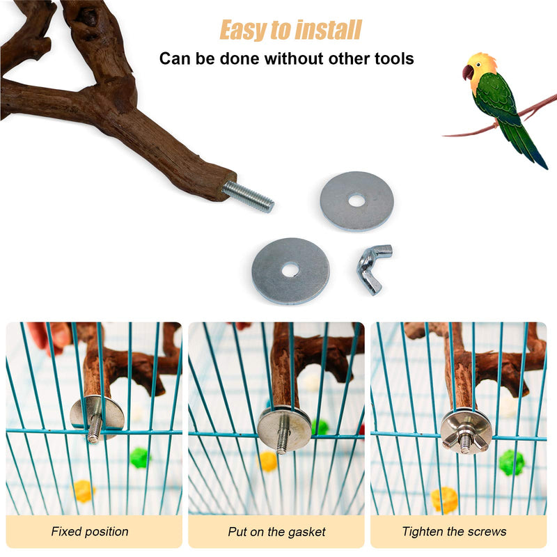 2 Packs Parrot Bird Perches,Natural Wild Grape Stick Grinding Paw Climbing Standing Cage Accessories Toy for 3-4 Parakeets, Budgies, Lovebirds,Cockatiels (Style-1) style-1 - PawsPlanet Australia