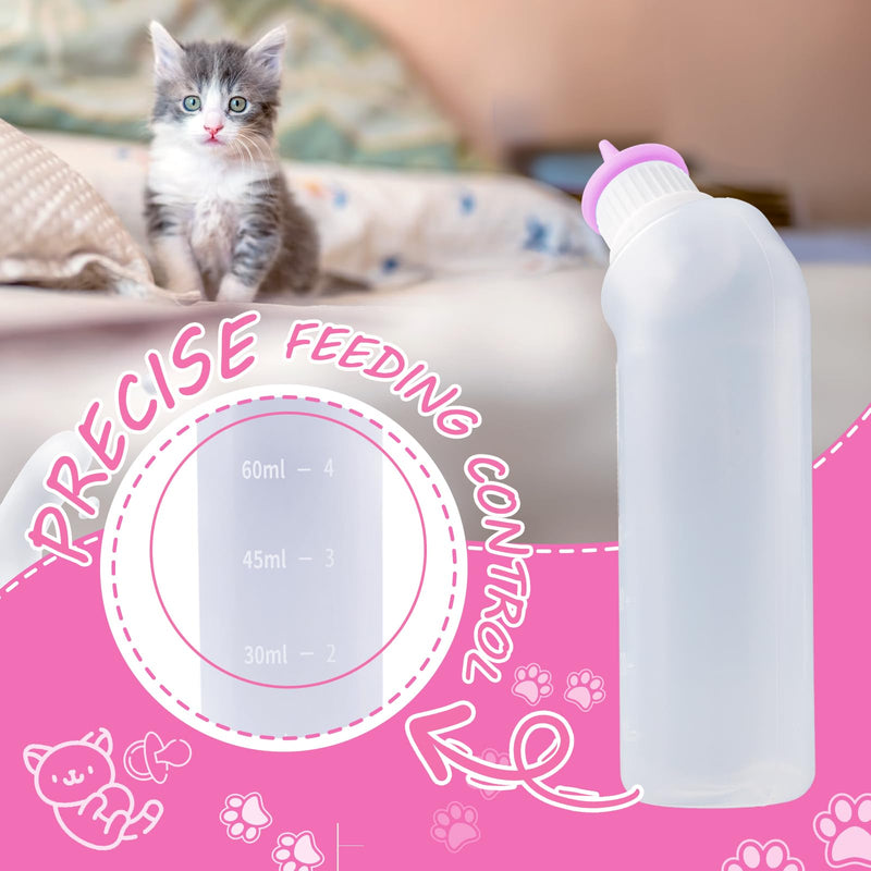 5Pack Kitten Bottle for Nursing Puppy Milk Kitten Bottles Feeding Kit Silicone Nipple for Newborn Pets Kittens, Puppy,Squirrel (Pink) - PawsPlanet Australia