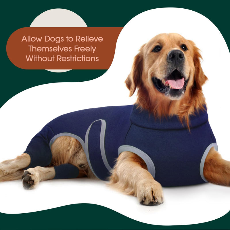 Kuoser Dog Surgery Recovery Suit, Professional Dog Surgical Suit for Back Legs, Soft Dog Recovery Sleeve to Prevent Licking Biting Wounds, Dog Onesie After Surgery Elbow Protector, Blue L Large (Back: 15.74"; Chest: 20.47"- 24.4") - PawsPlanet Australia