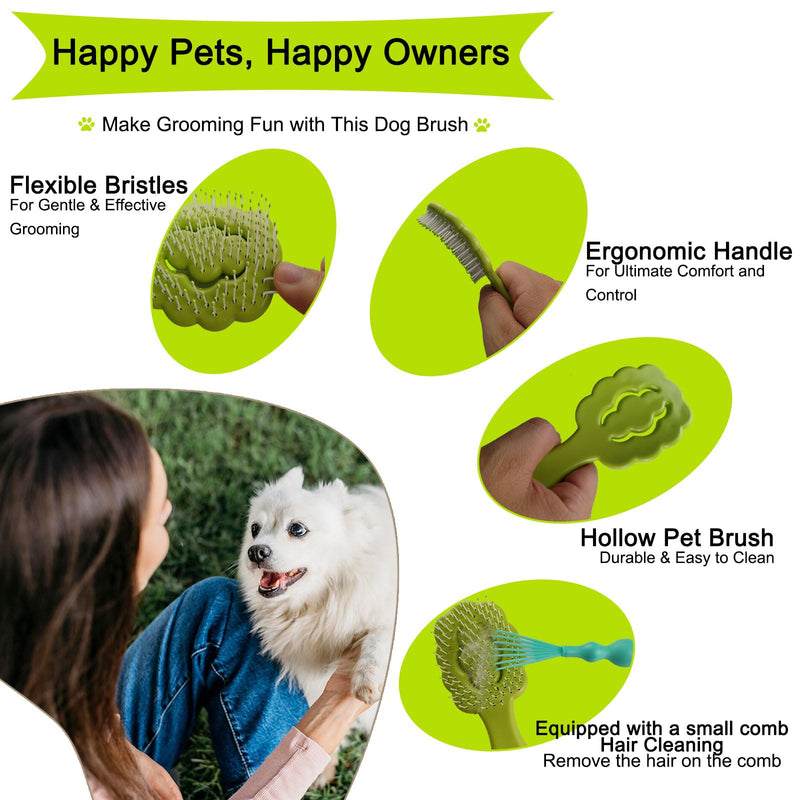 Cloud-Shaped Soft Bristle Puppy Brush for Small Dogs - Yorkie, Shih Tzu, Maltese, and Toy Poodles Grooming Tool with Detachable Lint Comb and Gift Box （Green） Green - PawsPlanet Australia