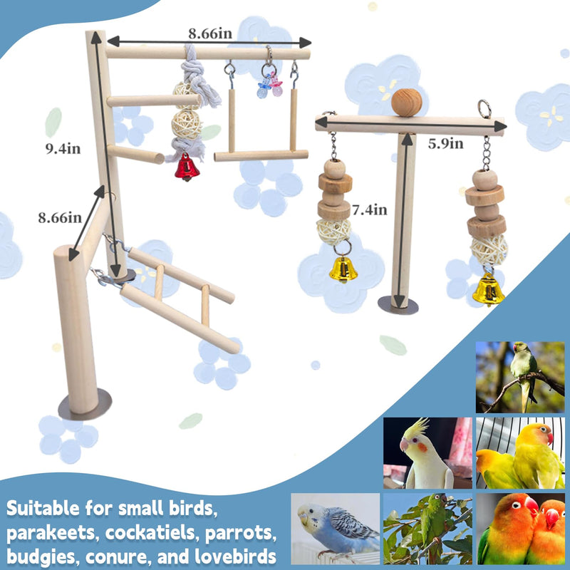 PINVNBY Bird Playground Parrot Play Gym Parakeet Cage Play Stand Wooden Perches Playpen Ladders Conure Chewing Climbing Swing Toy Birdcage Accessories for Small Cockatoo Cockatiel Lovebirds Budgie Bell - PawsPlanet Australia