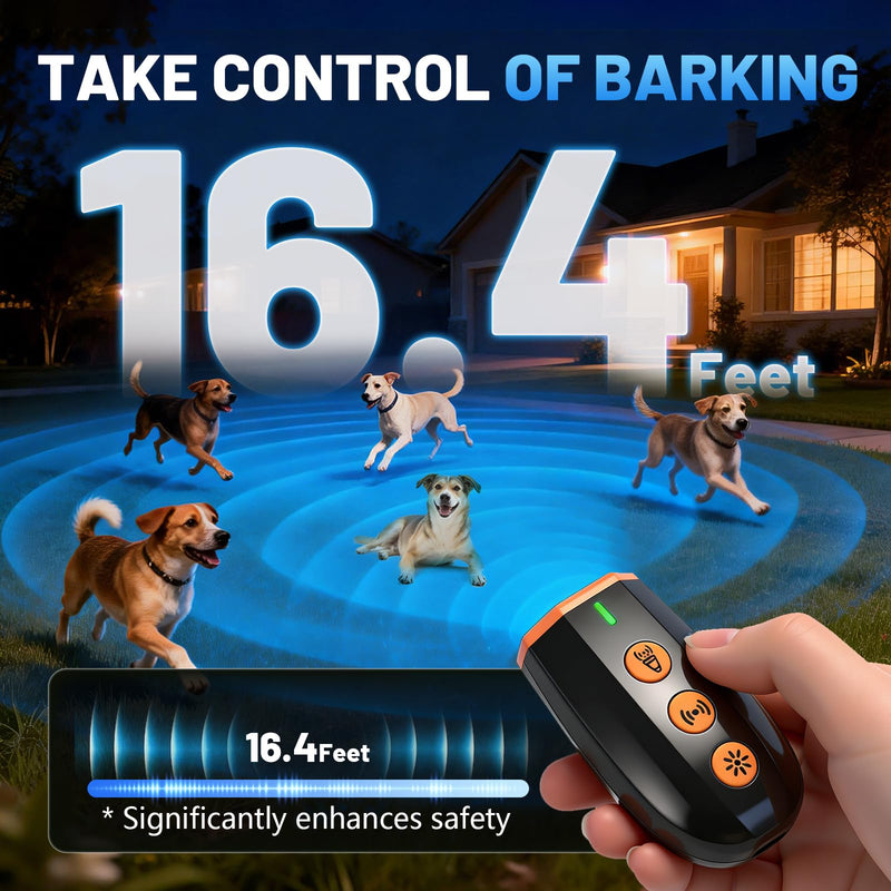 Mini Dog Bark Deterrent Device, Handheld Ultrasonic Bark Control with LED Light (Strobe & Flashlight Modes), Humane and Safe Training Tool, Up to 16.4 ft Range for Indoor & Outdoor Use