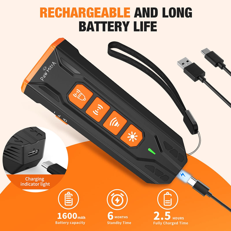 2025 Dog Bark Deterrent Device Rechargeable Ullasonic Anti-Barking Trainer Stops Barking & Bad Behavior 23FT Long-Range Safe for Dogs No Shock Press Button Instant Control Dog Training Indoor Outdoor - PawsPlanet Australia