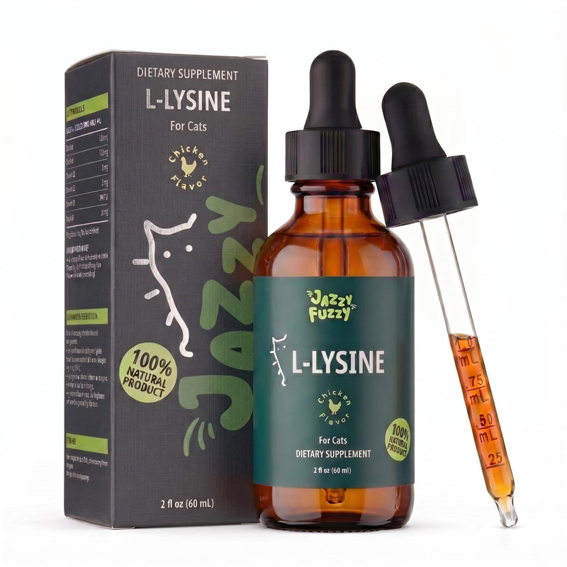 L-Lysine for Cats Liquid Drops, Immune, Respiratory & Eye Support, with Taurine and B Vitamins, Chicken Flavor, Easy to Mix for Kittens & Adult Cats, 60 mL