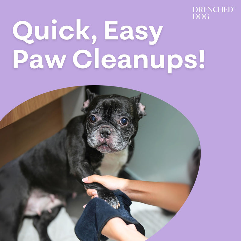 Paw Towel for Drying Small Dogs Paws and Legs - Ultra-Soft Microfiber, Super Absorbent, Quick Dry and Machine Washable – Must Have for Pets After Walk – Hand Size – Black – 9.5x15 in - PawsPlanet Australia