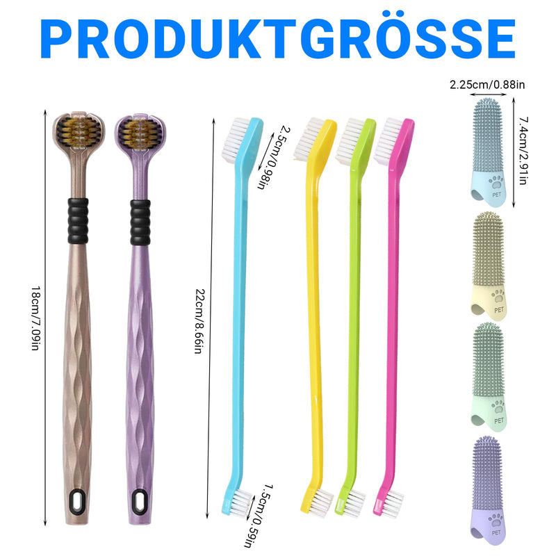 Dog Toothbrush, Pack of 4 Dog Finger Toothbrushes, 4 Pieces Two-Headed Dog Toothbrush, 2 Pieces Triple Heads Dog Toothbrushes for Dogs Cats Dental Care