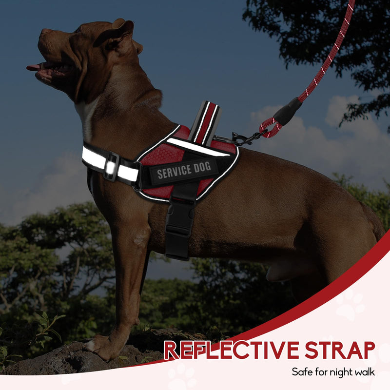 Service Dog Vest Harness and Leash Set, Animire in Training Dog Harness with 10 Dog Patches, Reflective Dog Leash with Soft Padded Handle for Small, Medium, Large, and Extra-Large Dogs (RED,XS) XS Red - PawsPlanet Australia