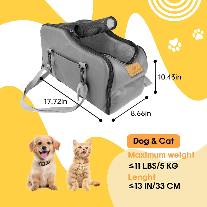 Multipurpose Console Dog Car Seat for Small Dogs & Cats， Portable Pet Carrier with Safety Tether & Storage Pockets (Black, Middle) Grey - PawsPlanet Australia