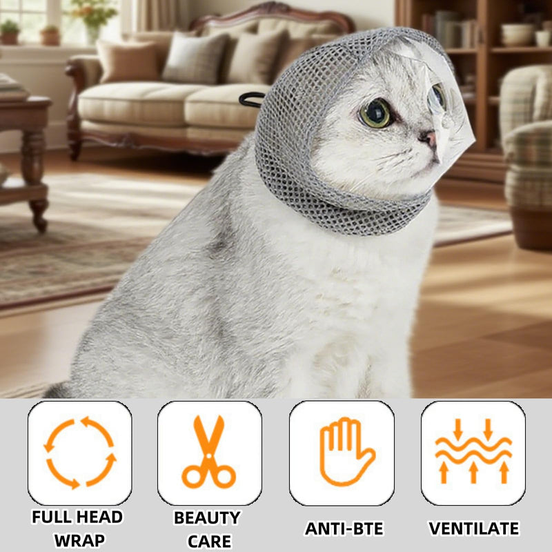 Cat Bubble Muzzle for Cats That Bite Transparent Muzzle for Grooming and Nail Trimming Adjustable Soft Breathable Mesh for Bite Prevention - PawsPlanet Australia