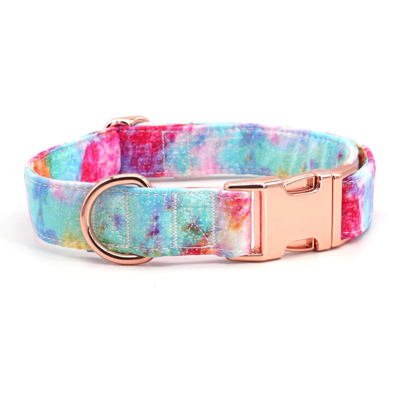 Cute Dog Collar, Girl Dog Collar with Purple Watercolor Design Adjustable with Rose Gold Slide Release Buckle, New Puppy Gifts (M) M Dream - PawsPlanet Australia