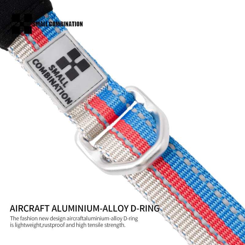Reflective Dog Leash | Heavy-Duty Nylon Webbing & Aircraft Alloy Hooks | Adjustable (117-177cm) with Padded Handle | Yellow/Black/Blue/Aqua/Orange/Red (C/Blue, L/2.5CM) C/Blue - PawsPlanet Australia