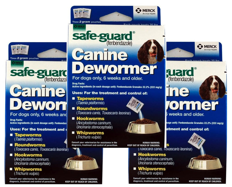 Canine Dewormer For Dogs Only, 6 Weeks and Older, 9 Pouches Total(3 Packages with 3 Pouches each)