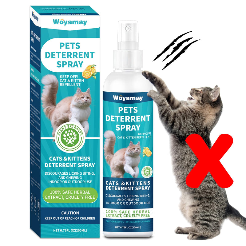 Cat Deterrent Spray, Cat Scratch Deterrent for Furniture, Cat Repellent Spray to Keep Cats Away, Cat Repellent Spray for Furniture Indoor & Outdoor, Prevent Scratching, Digging & Chewing 200ml