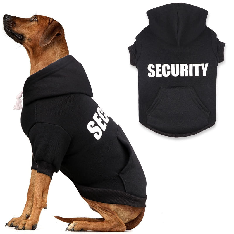 Dog Hoodie Security Dog Sweater Soft Brushed Fleece Dog Clothes Dog Hoodie Sweatshirt with Pocket Dog Sweaters for Large Dogs(XL),Black X-Large