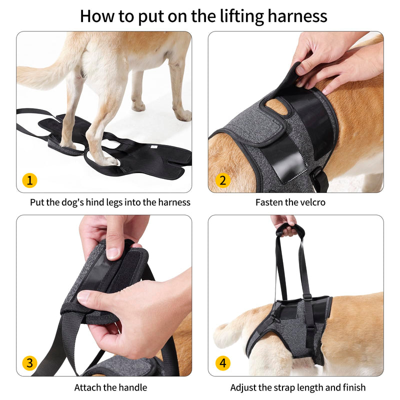 HEYWEAN Dog Sling for Large Dogs Hind Leg Support Harness Ideal for Elderly Injured Arthritic Dogs Provides Rehabilitation Aid for Weak Back Legs Comfortable and Durable Design X-Large Grey - PawsPlanet Australia