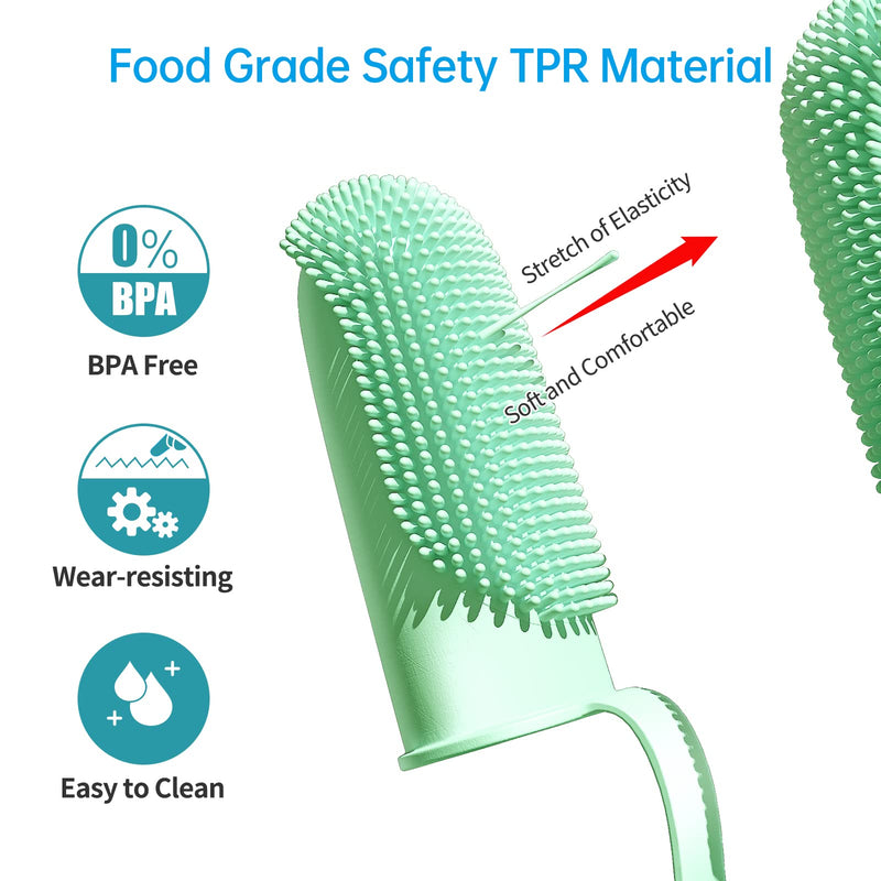 2 Pack Toothbrush for Dog, Finger Toothbrush Kit, 135ºSurround Bristles for Easy Teeth Cleaning, Double-Finger Toothbrush Dental Care for Puppies, Cats and Small Pets 2 Pcs Bule&Green - PawsPlanet Australia