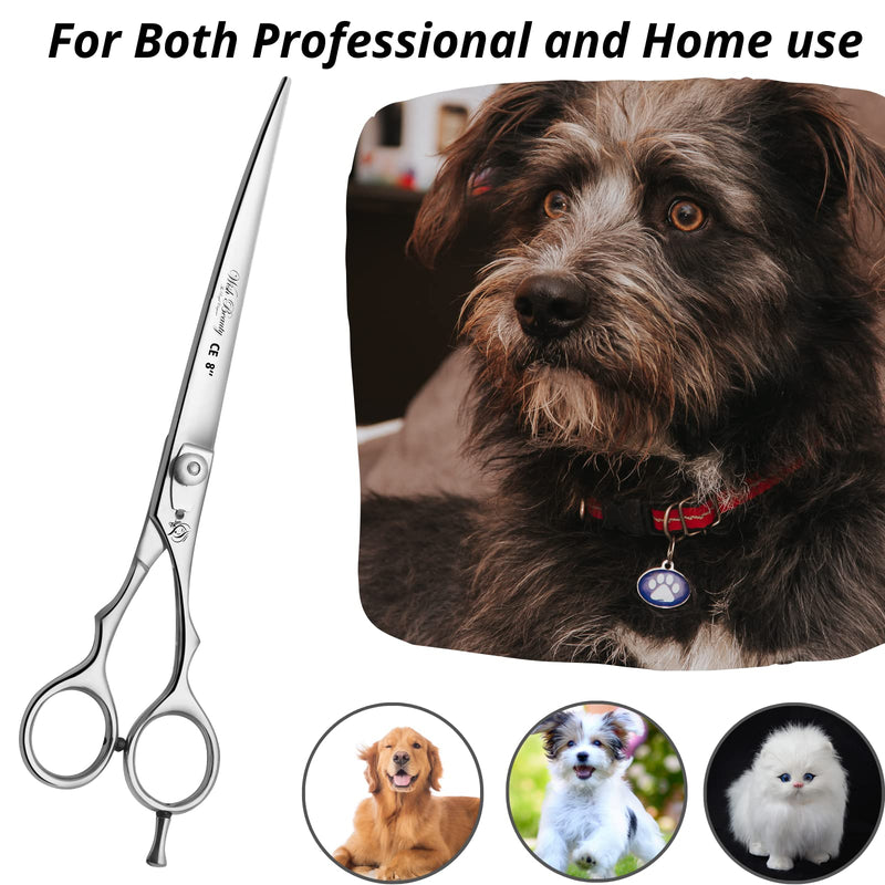 wishbeauty 8'' inches Pet Grooming Shears, Dog Grooming Scissor | Pet Trimming - Straight White Dotted Finger Grip 8''