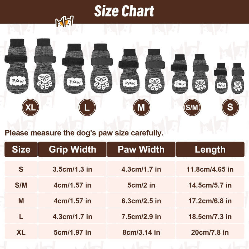 BEAUTYZOO Anti Slip Dog Socks for Small Medium Large Dogs with Grips Straps on Hardwood Floor Protection Wear, Traction Control 3 Pairs Double Side Paw Protector to Prevent Licking for Girl or Boy Grey - PawsPlanet Australia