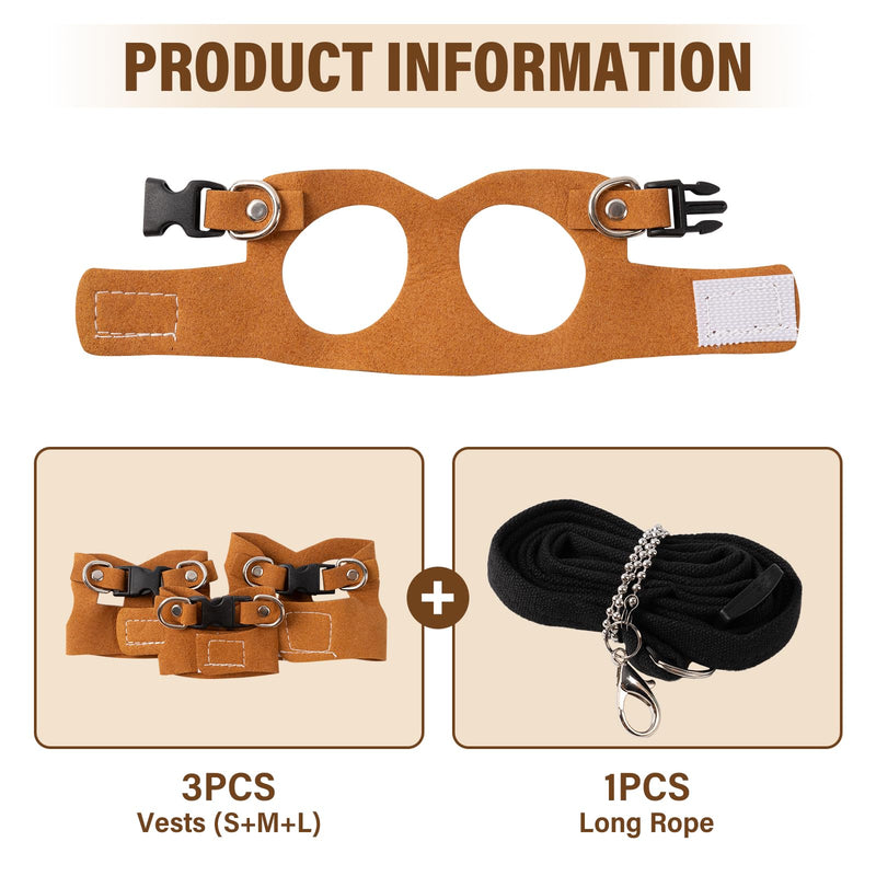 3Pcs Rat Harness and Leash, Small Animal Training Walking Vest Leash Adjustable Traction Rope Strap for Squirrel Gerbil Chinchilla Rat (Brown) Brown - PawsPlanet Australia