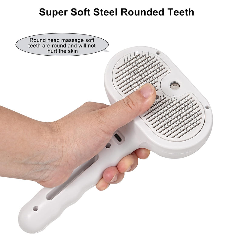 Pet Steam Brush - Three in One Dog Steam Grooming Brush, Hair Removal Deshedding, Magic Wand for Pet Hair, Hairdressing Spray Massage Cat Grooming Comb, White - PawsPlanet Australia