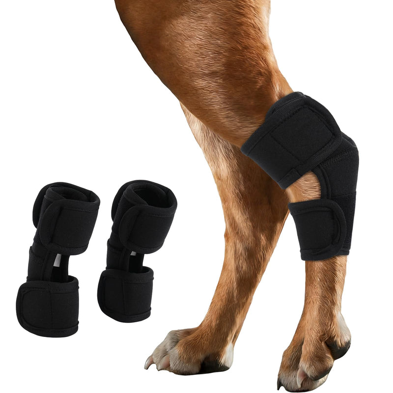 IECOii 1 Pair Dog Front Back Leg Braces,Adjustable Elbow Compression Support Wrap for Ligament Injury,Sprain,Arthritis Relief & Joint Discomfort,Leg Support for Dogs,Dog Hip & Joint Care,Black,Size L Black