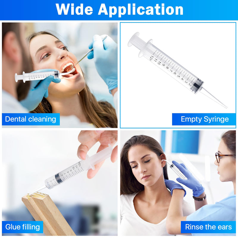 100 Pcs Dental Syringe with Curved Tip and Straight Tip ,12ml Disposable Irrigation Syringe with Measure Scale for Liquid, Oral Dental Care, Tonsil Stones Removing, Feed Small Pet,Lab - PawsPlanet Australia