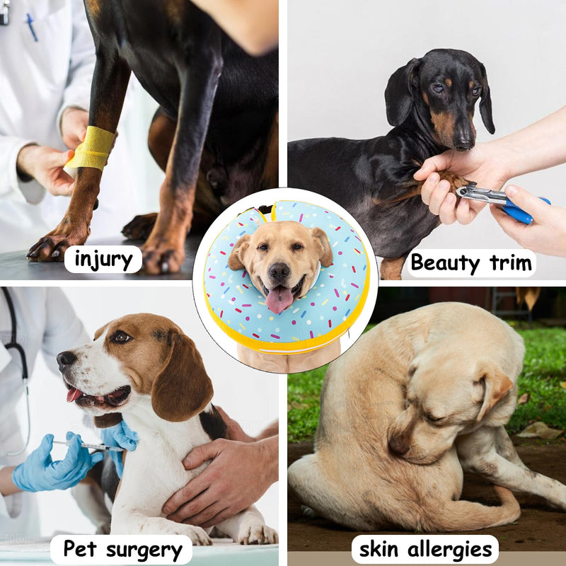 Dog Cone Collar Inflatable Donut for Large Medium Small Dogs, Soft Waterproof Dog Cone Alternative After Surgery Prevents Licking Wounds Easy Clean (Blue, L (Neck 13.5"-18")) Blue L (Neck 13.5"-18")